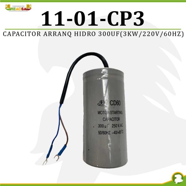 CAPACITOR ARRANQ HIDRO 300UF(3KW/220V/60HZ)