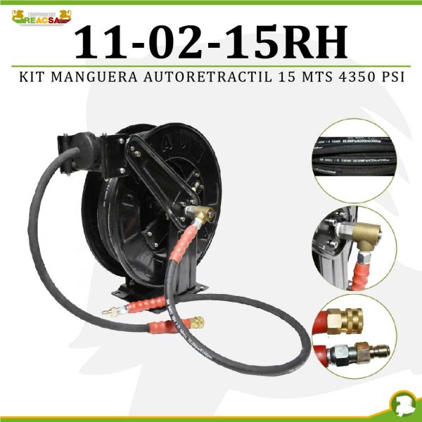 KIT MANGUERA AUTORETRACTIL 15 MTS 4350 PSI