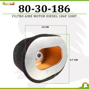 FILTRO AIRE MOTOR DIESEL 186F 10HP